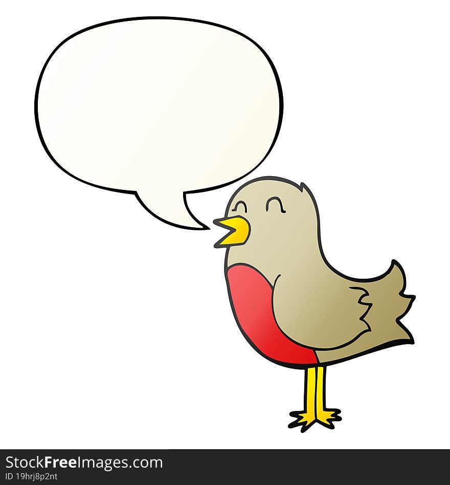 cartoon bird with speech bubble in smooth gradient style