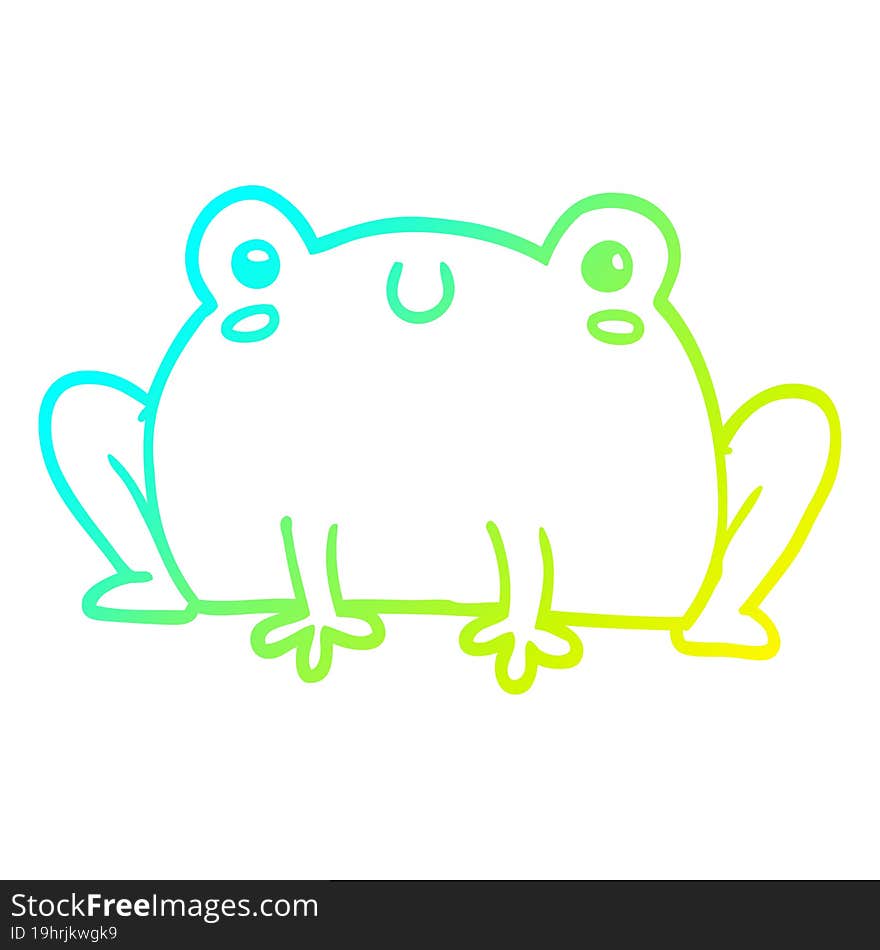 cold gradient line drawing of a cartoon frog