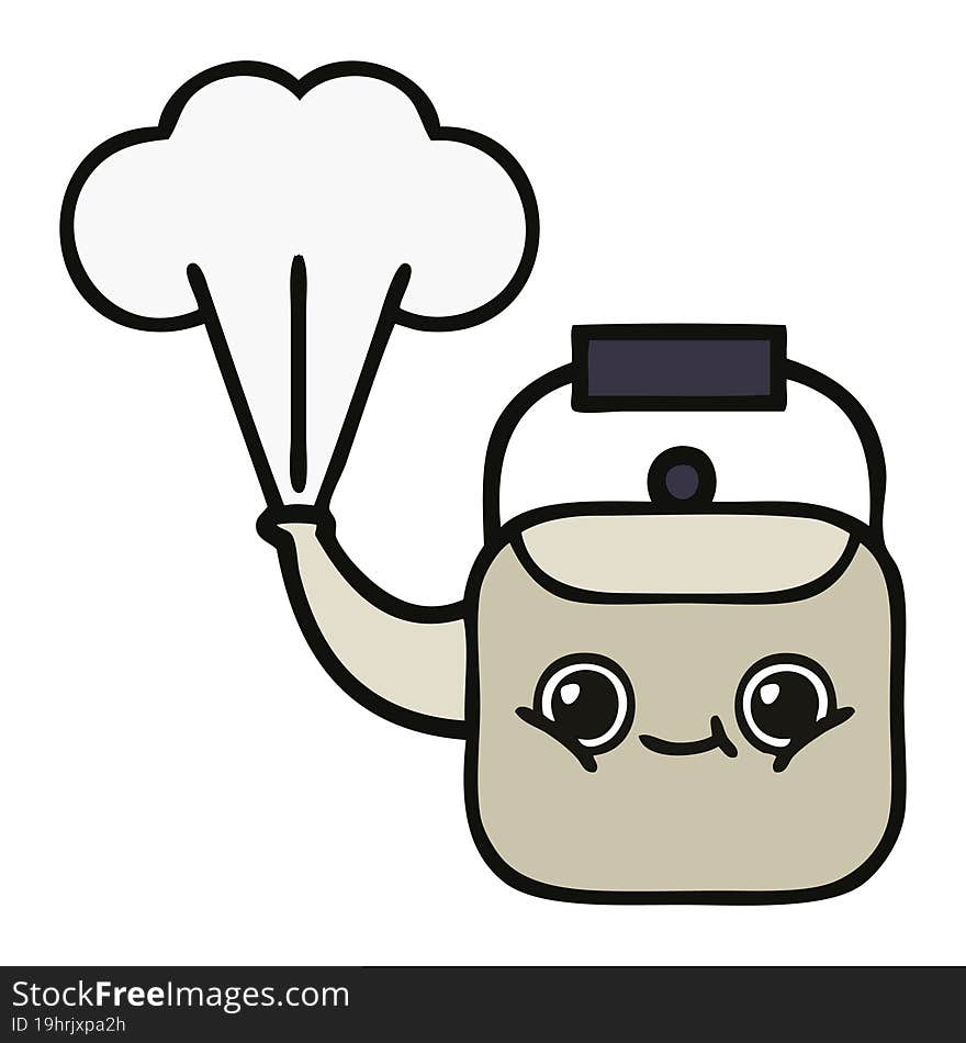 cute cartoon steaming kettle