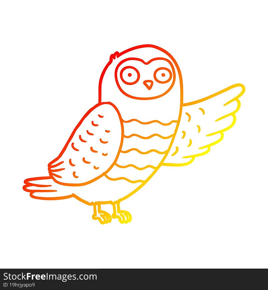 warm gradient line drawing cartoon owl pointing