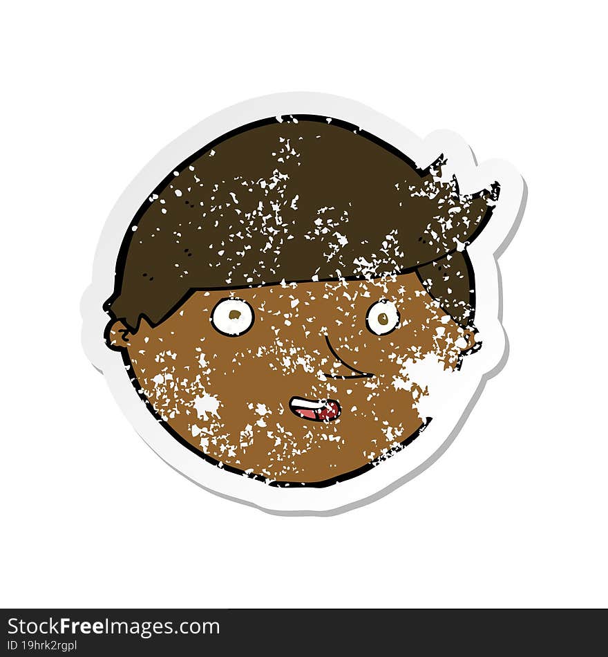 Retro Distressed Sticker Of A Cartoon Happy Face