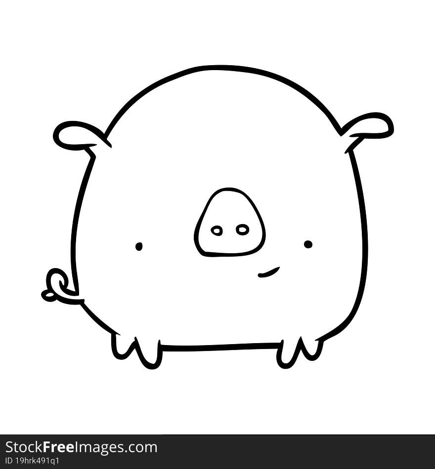 line drawing of a happy pig. line drawing of a happy pig