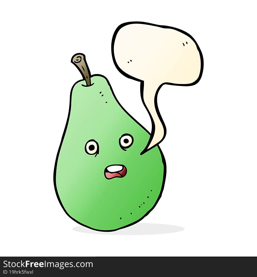 Cartoon Pear With Speech Bubble