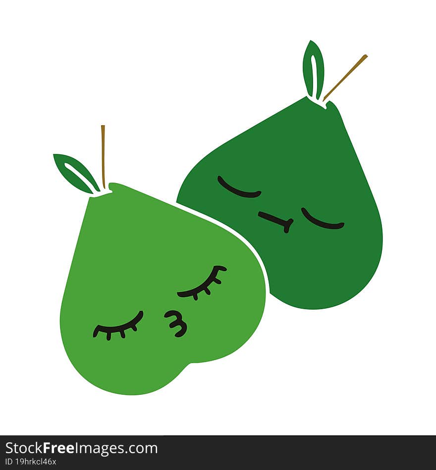 Flat Color Retro Cartoon Pears