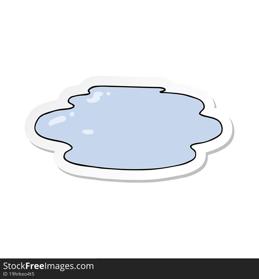 sticker of a cartoon puddle of water