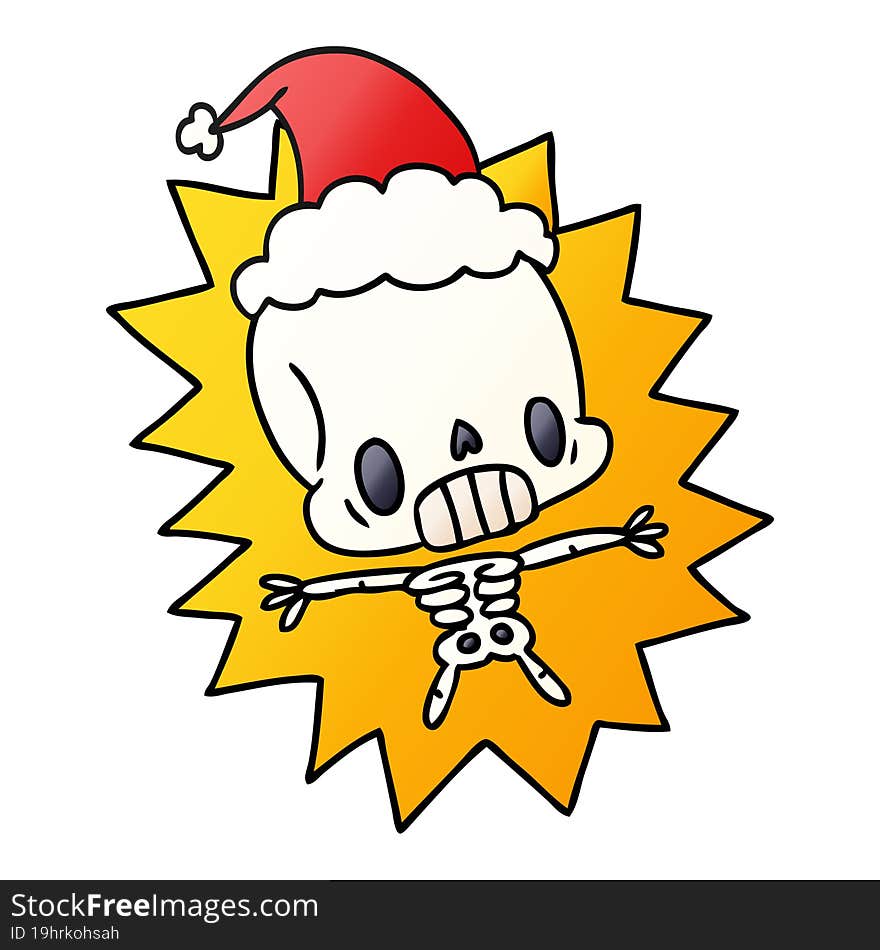 Christmas Gradient Cartoon Of Kawaii Skeleton