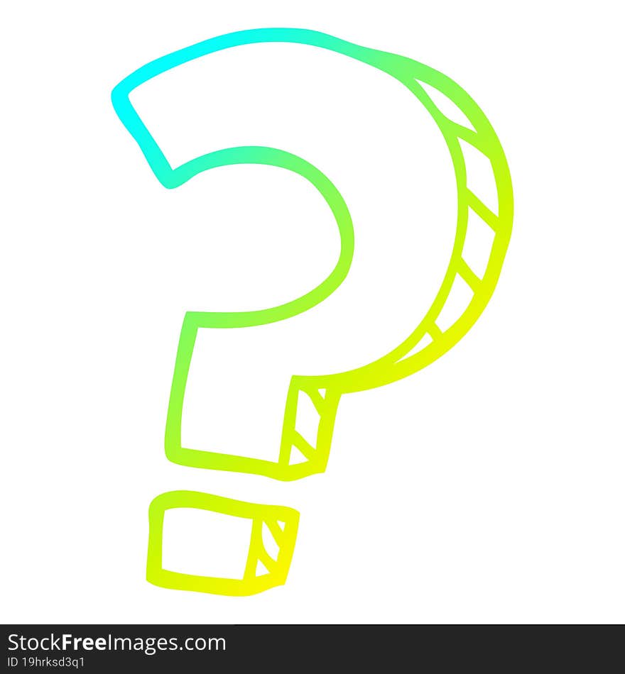 cold gradient line drawing cartoon question mark