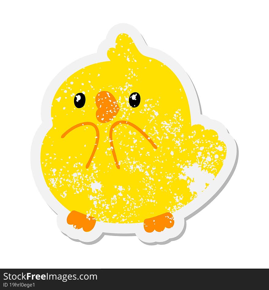 cute surprised baby bird grunge sticker