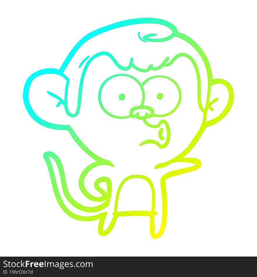 cold gradient line drawing cartoon pointing monkey