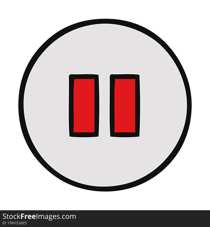 cute cartoon of a pause button. cute cartoon of a pause button