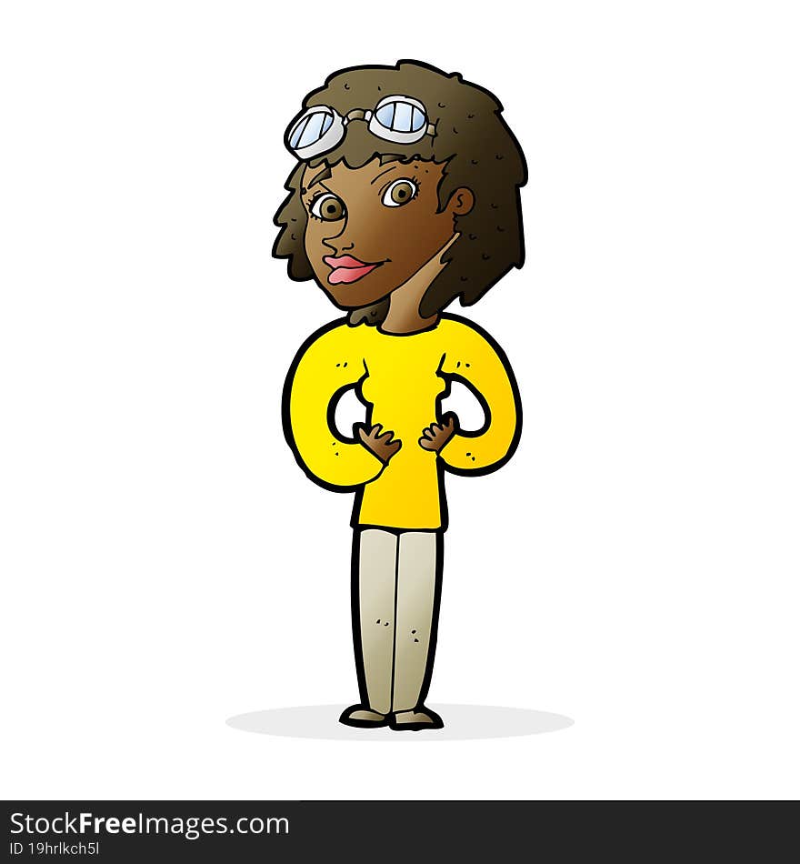 cartoon aviator woman