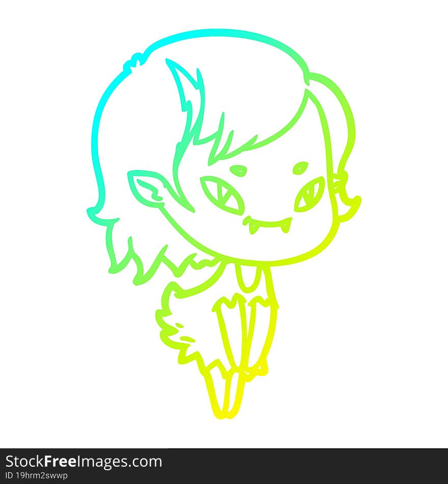 cold gradient line drawing cartoon friendly vampire girl