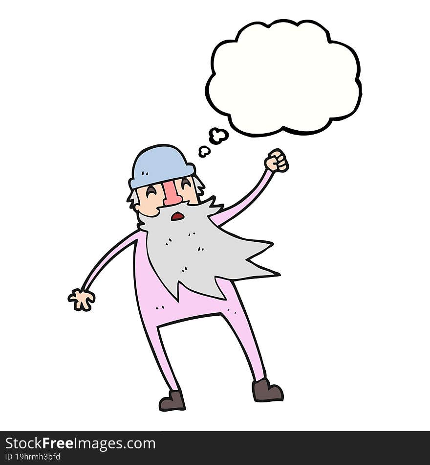 thought bubble cartoon old man in thermal underwear