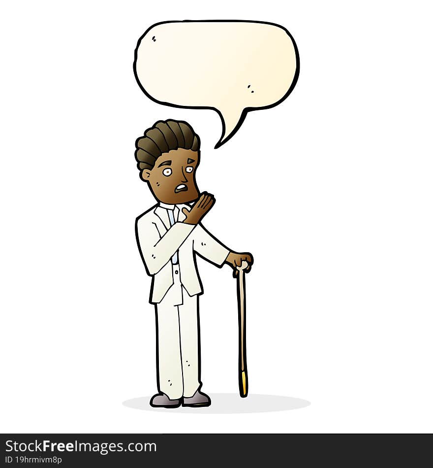 cartoon shocked gentleman with speech bubble