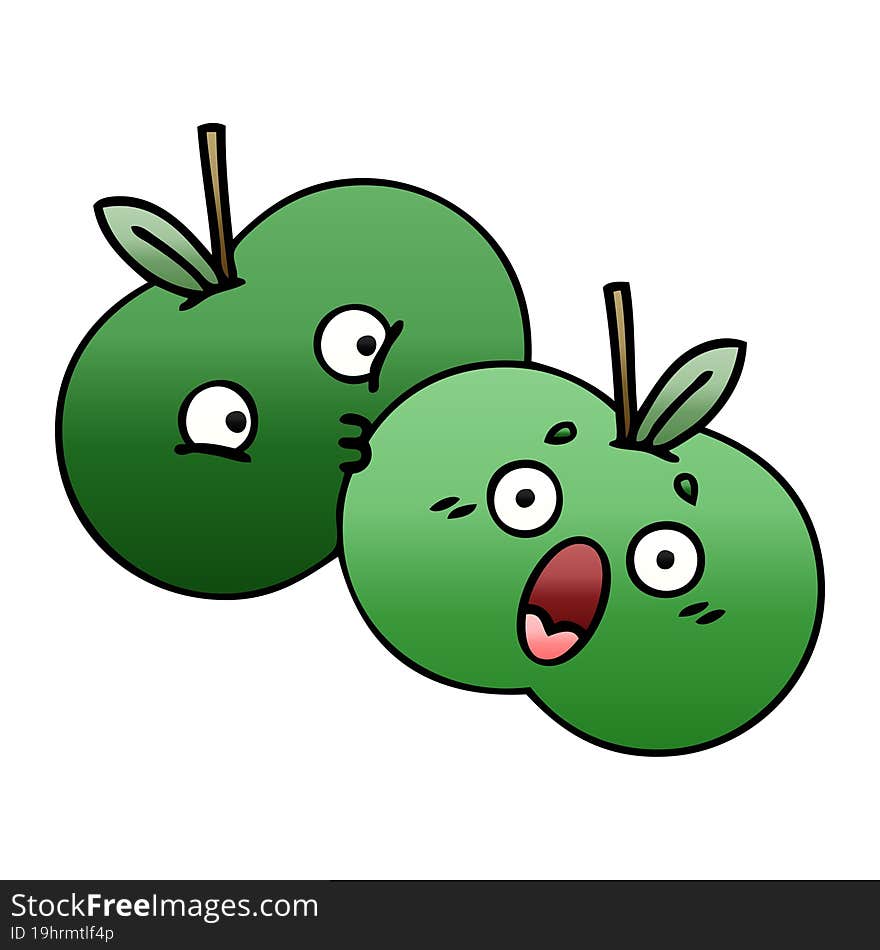 gradient shaded cartoon apples