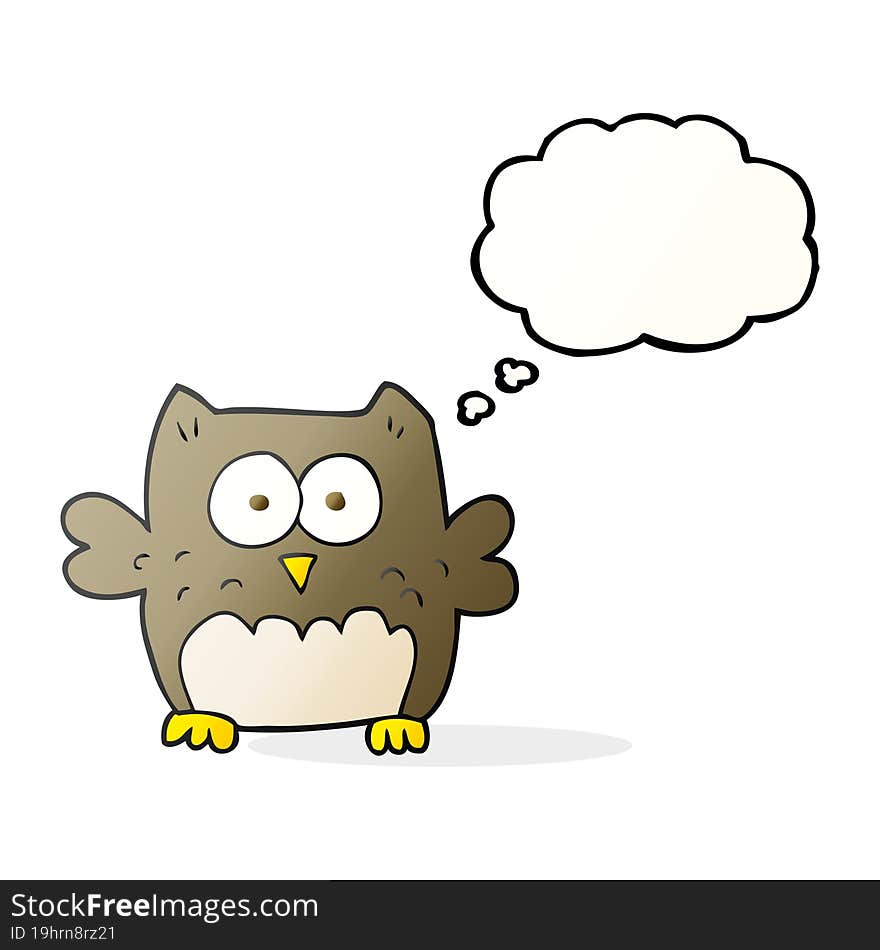 freehand drawn thought bubble cartoon owl