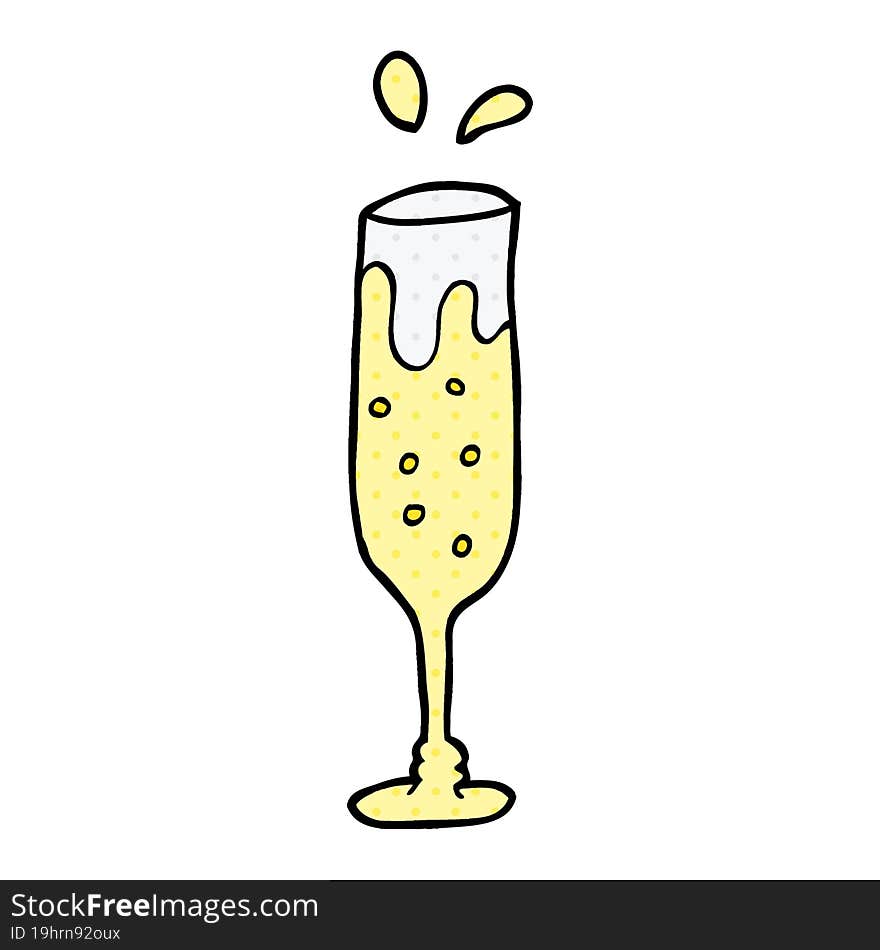 cartoon doodle glass of champagne