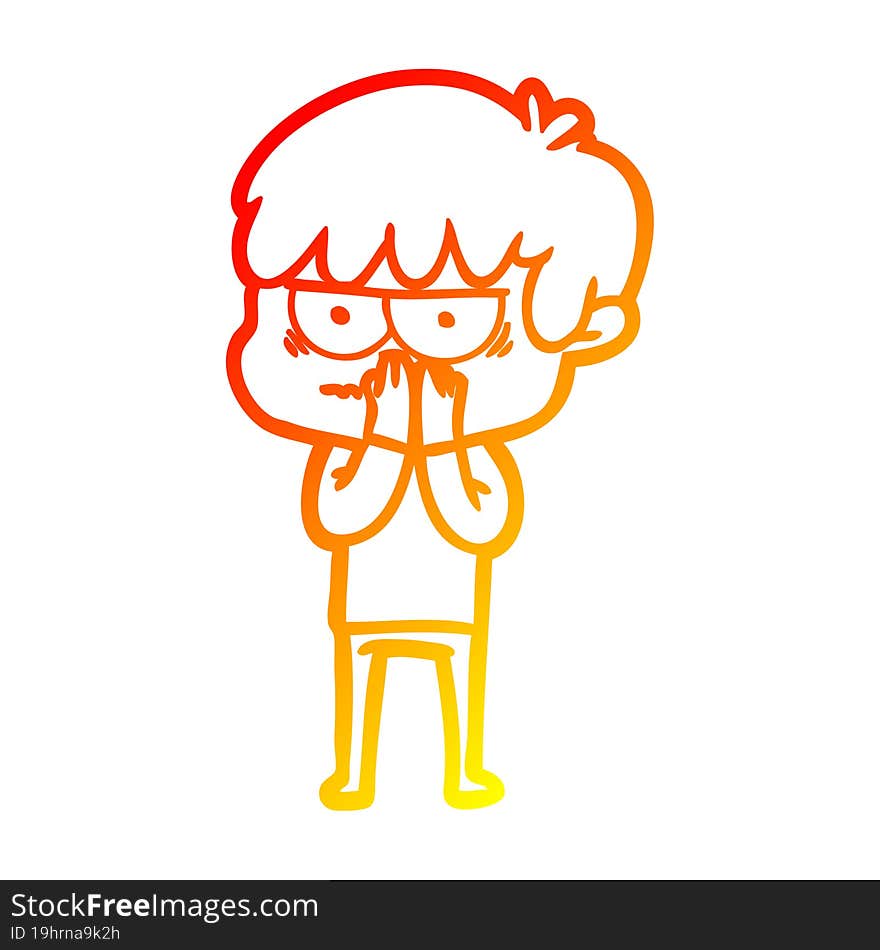 warm gradient line drawing annoyed cartoon boy