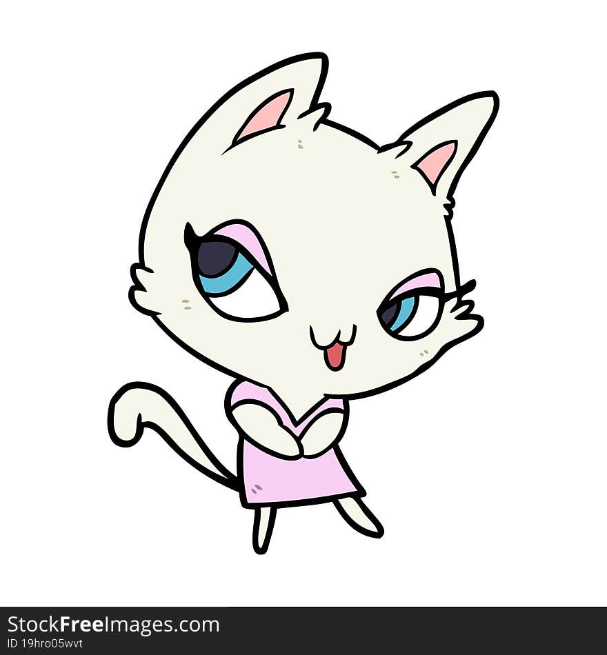 cute cartoon female cat. cute cartoon female cat