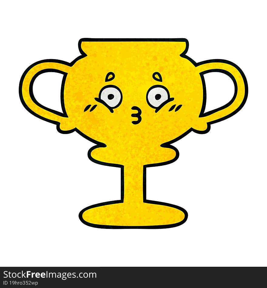 retro grunge texture cartoon trophy