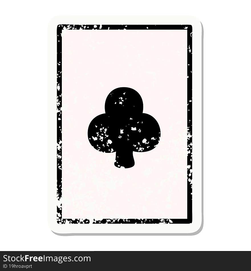 Traditional Distressed Sticker Tattoo Of The Ace Of Clubs