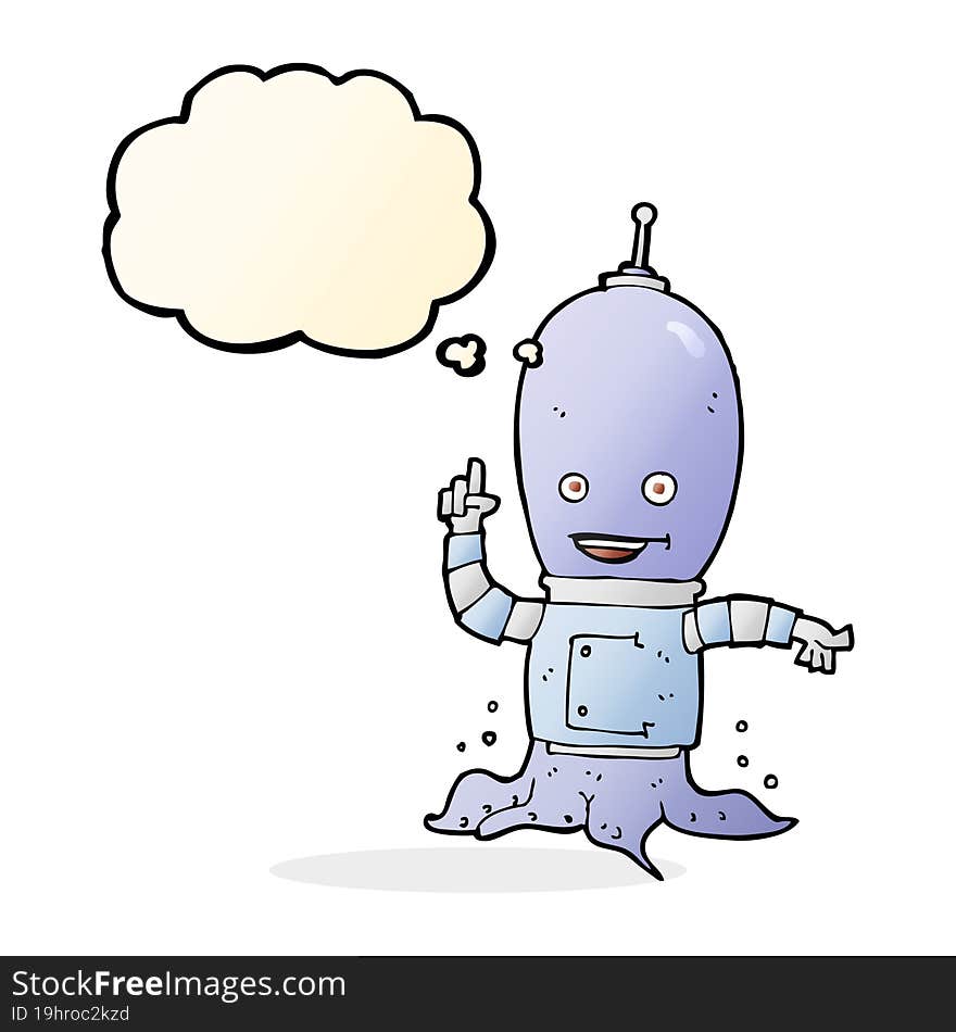 Cartoon Alien Spaceman With Thought Bubble