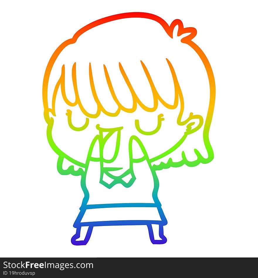 rainbow gradient line drawing of a cartoon woman