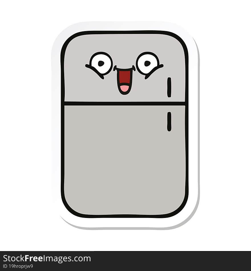 Sticker Of A Cute Cartoon Fridge Freezer