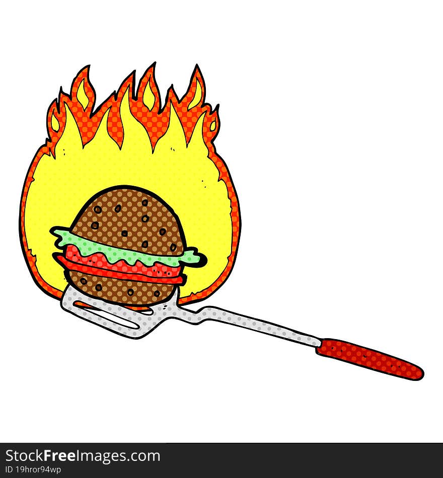 Cartoon Cooking Burger