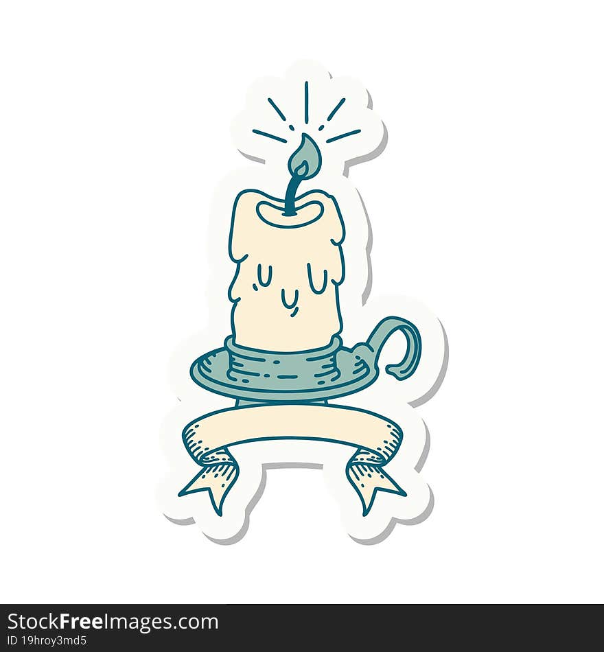 sticker of tattoo style spooky melting candle