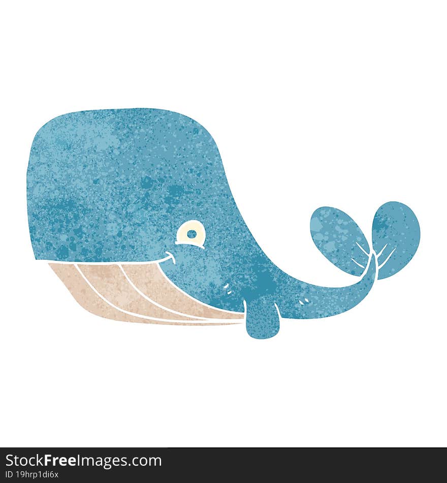 Retro Cartoon Happy Whale