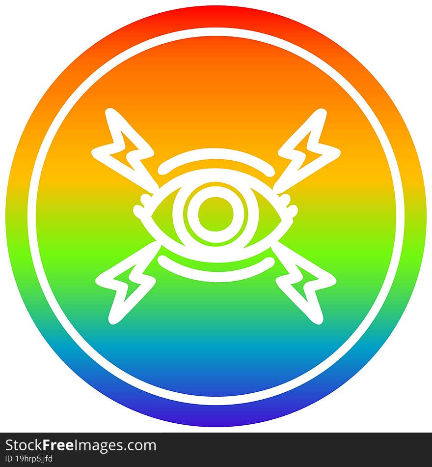 mystic eye circular icon with rainbow gradient finish. mystic eye circular icon with rainbow gradient finish