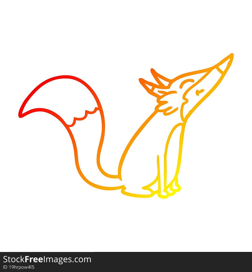 warm gradient line drawing cartoon arctic fox