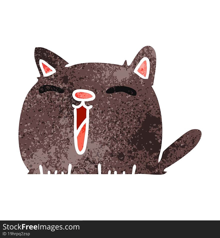 retro cartoon of cute kawaii cat