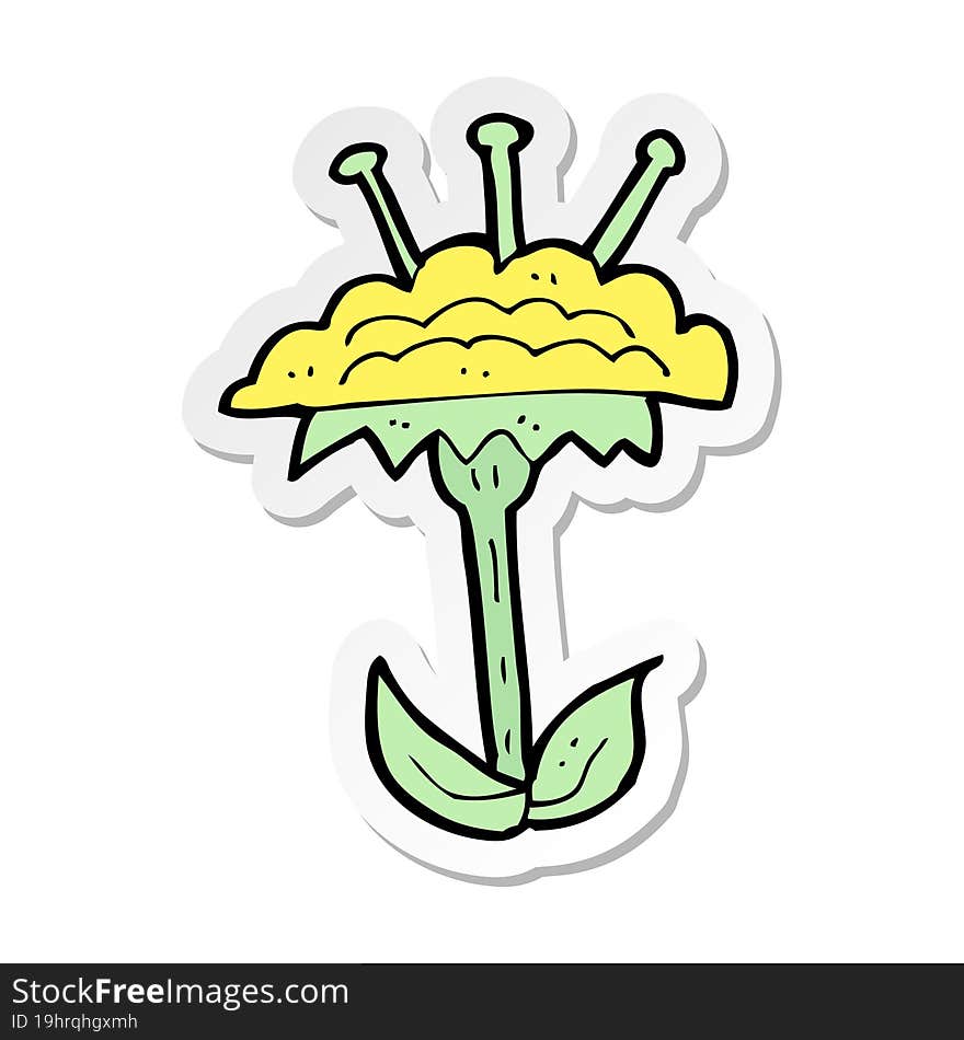 Sticker Of A Cartoon Flower