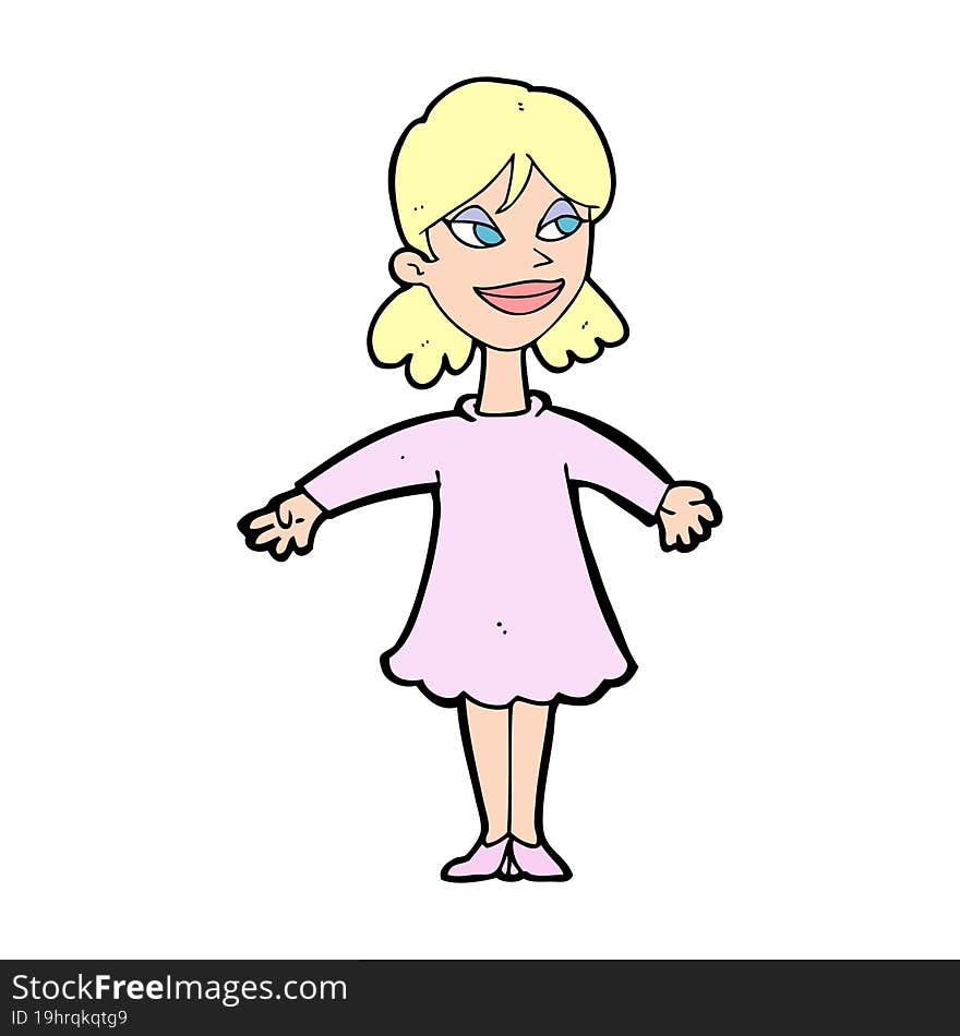 Cartoon Woman With Open Arms