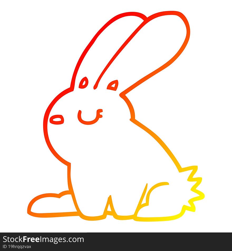 warm gradient line drawing of a cartoon rabbit