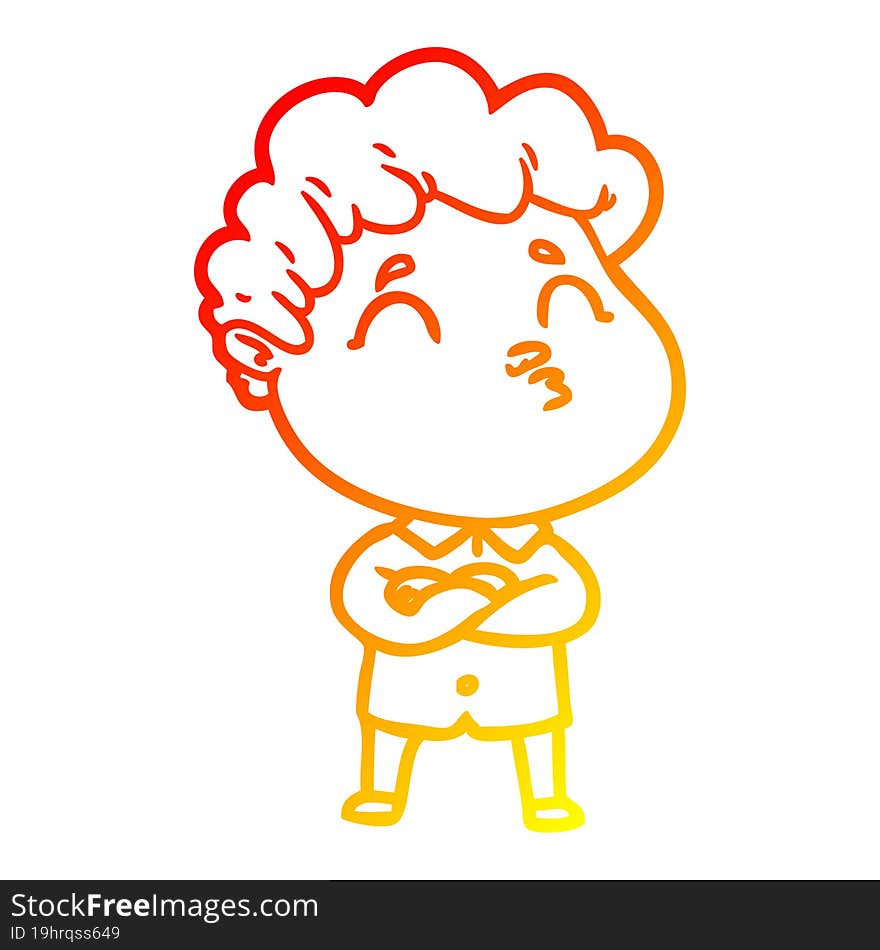 warm gradient line drawing cartoon man pouting