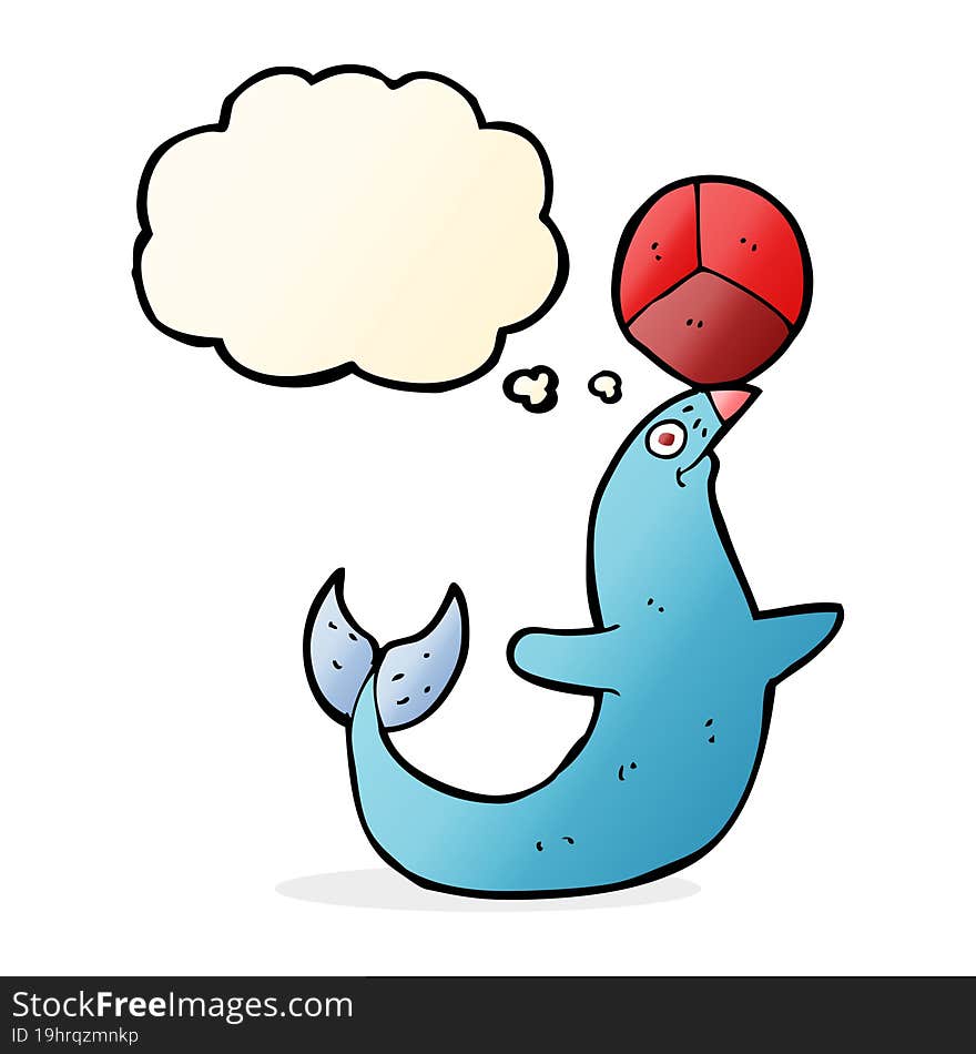 cartoon performing seal with thought bubble