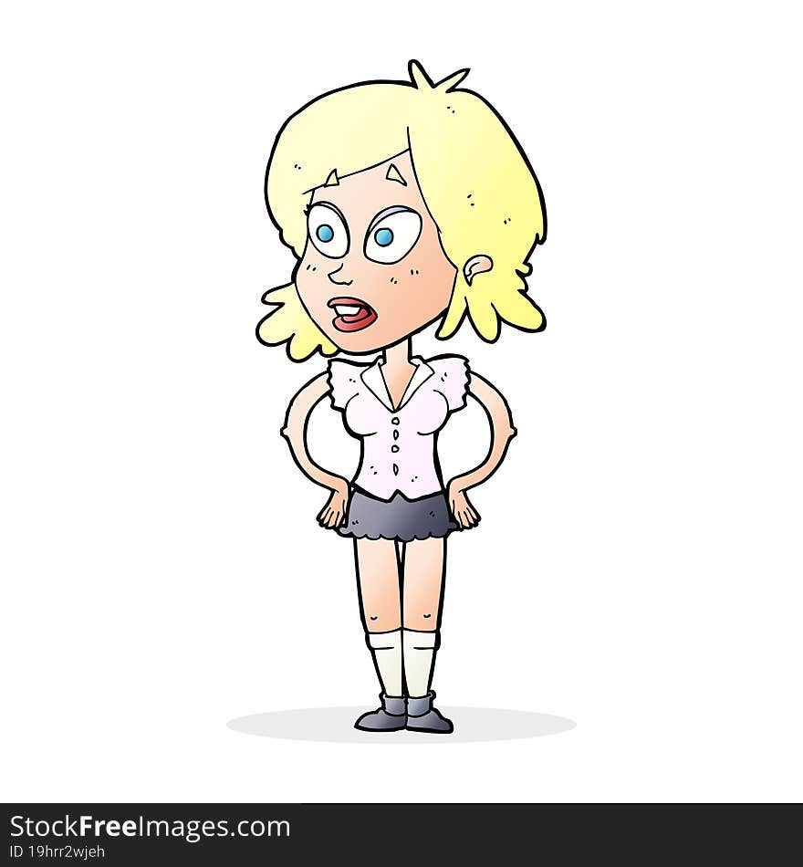 cartoon woman with hands on hips