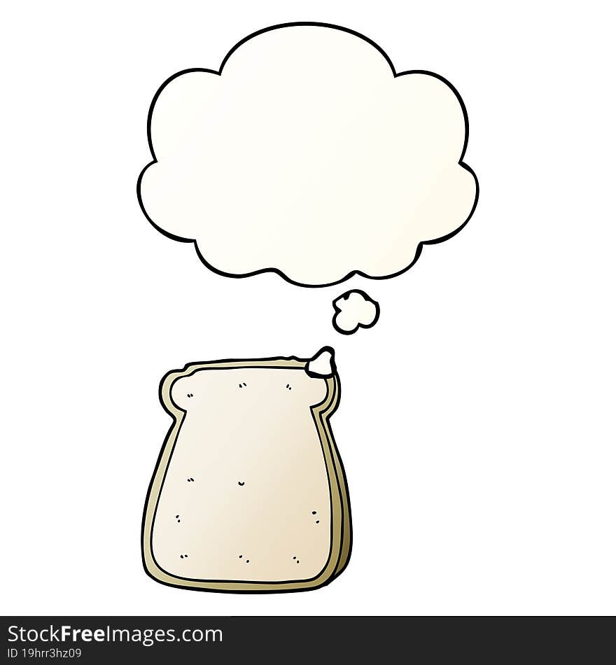 cartoon slice of bread with thought bubble in smooth gradient style