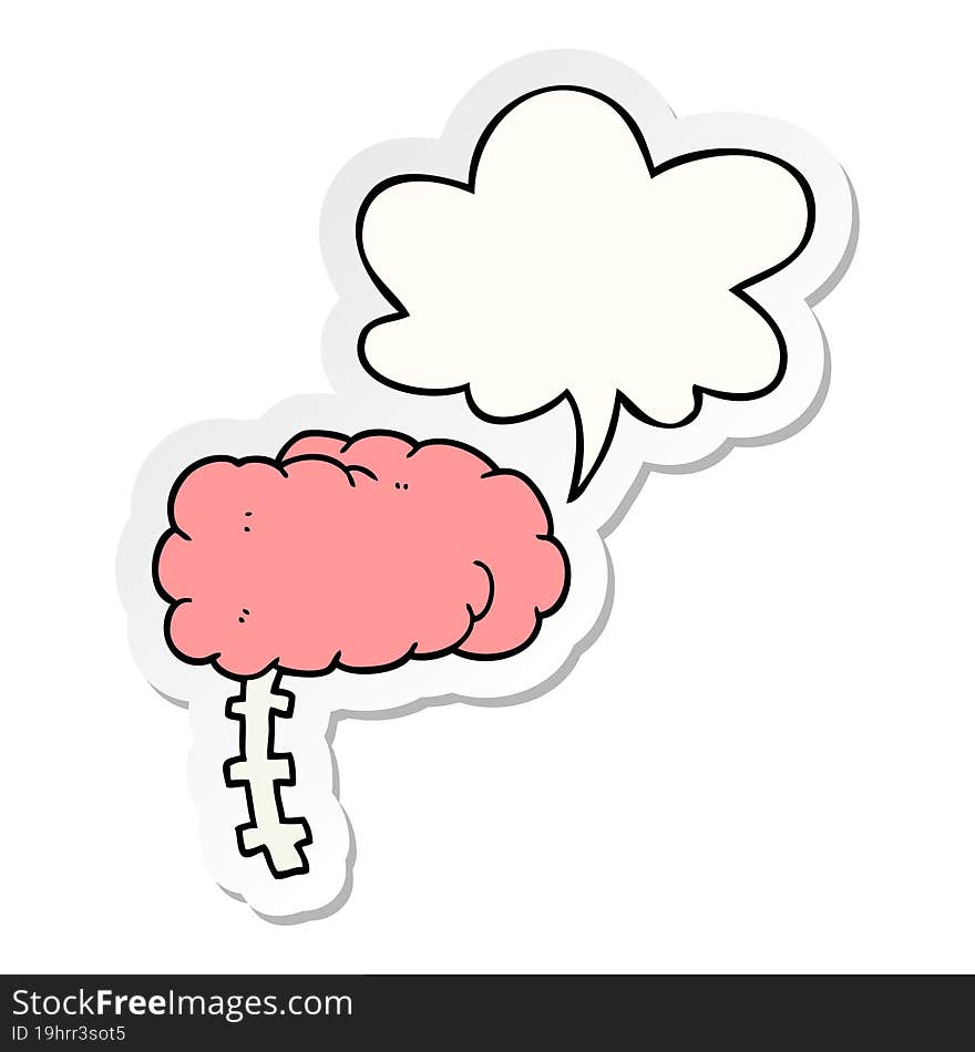 cartoon brain and speech bubble sticker