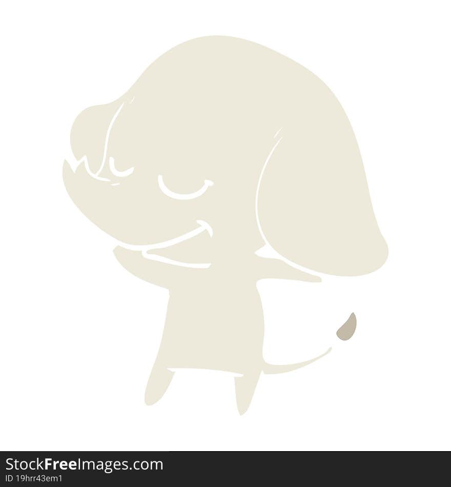 flat color style cartoon smiling elephant