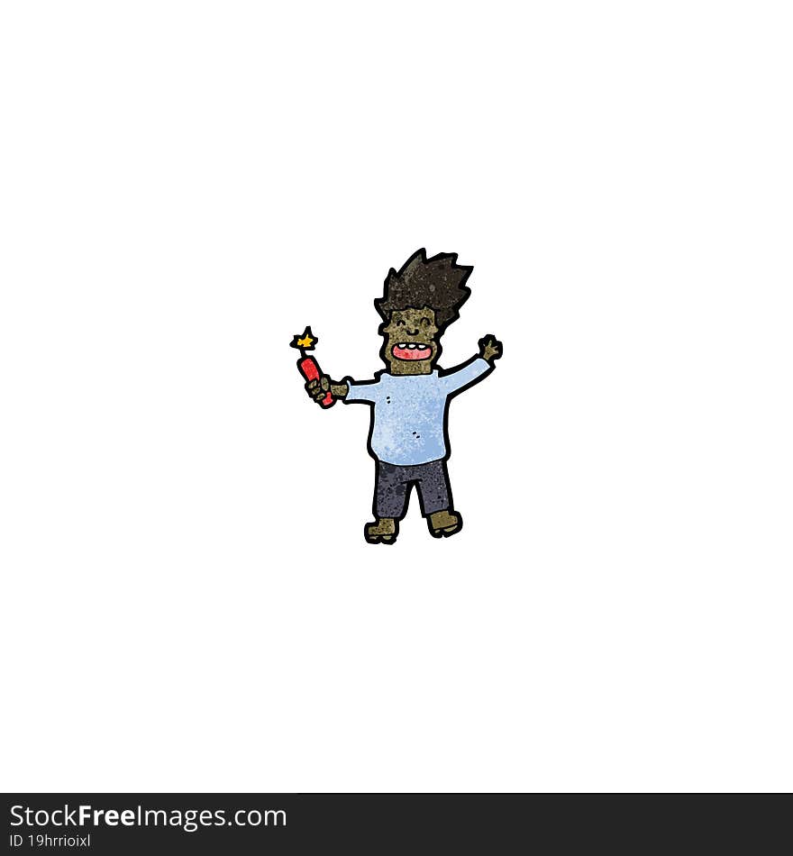 Cartoon Man With Stick Of Dynamite