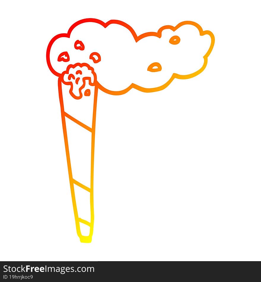 Warm Gradient Line Drawing Cartoon Marijuana Joint