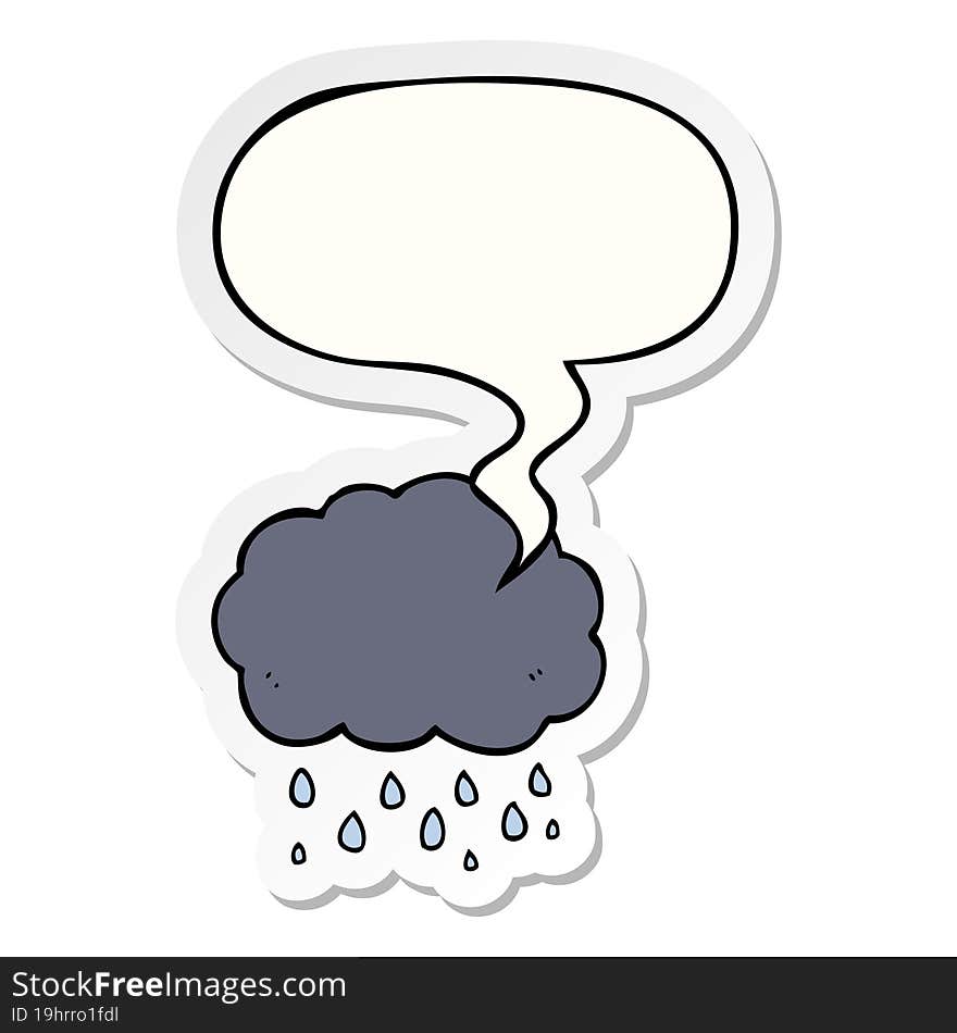 Cartoon Cloud Raining And Speech Bubble Sticker