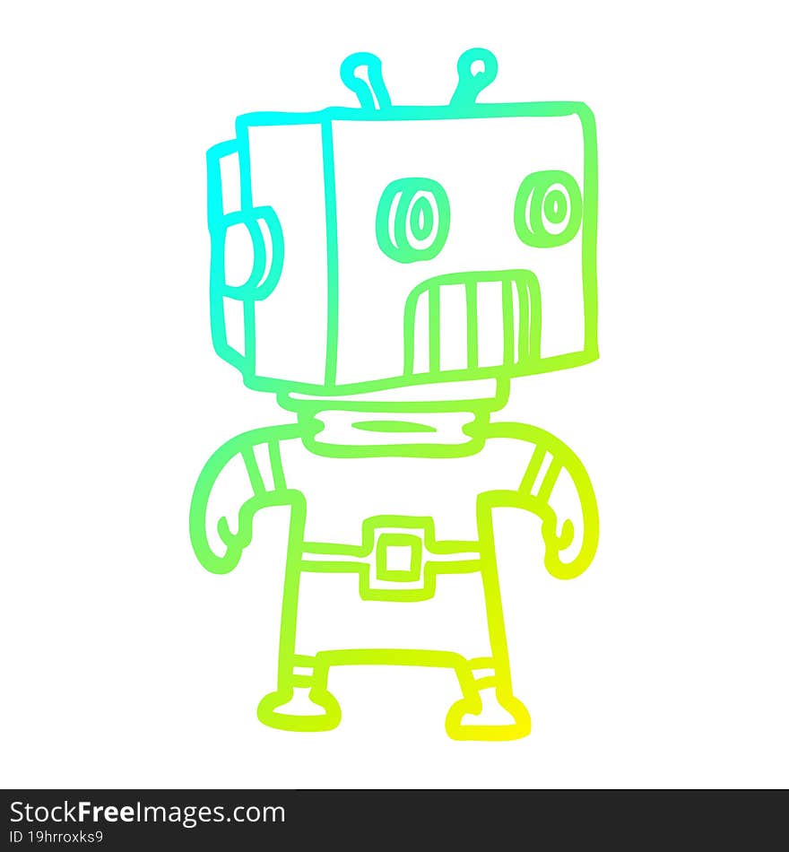 cold gradient line drawing cartoon robot