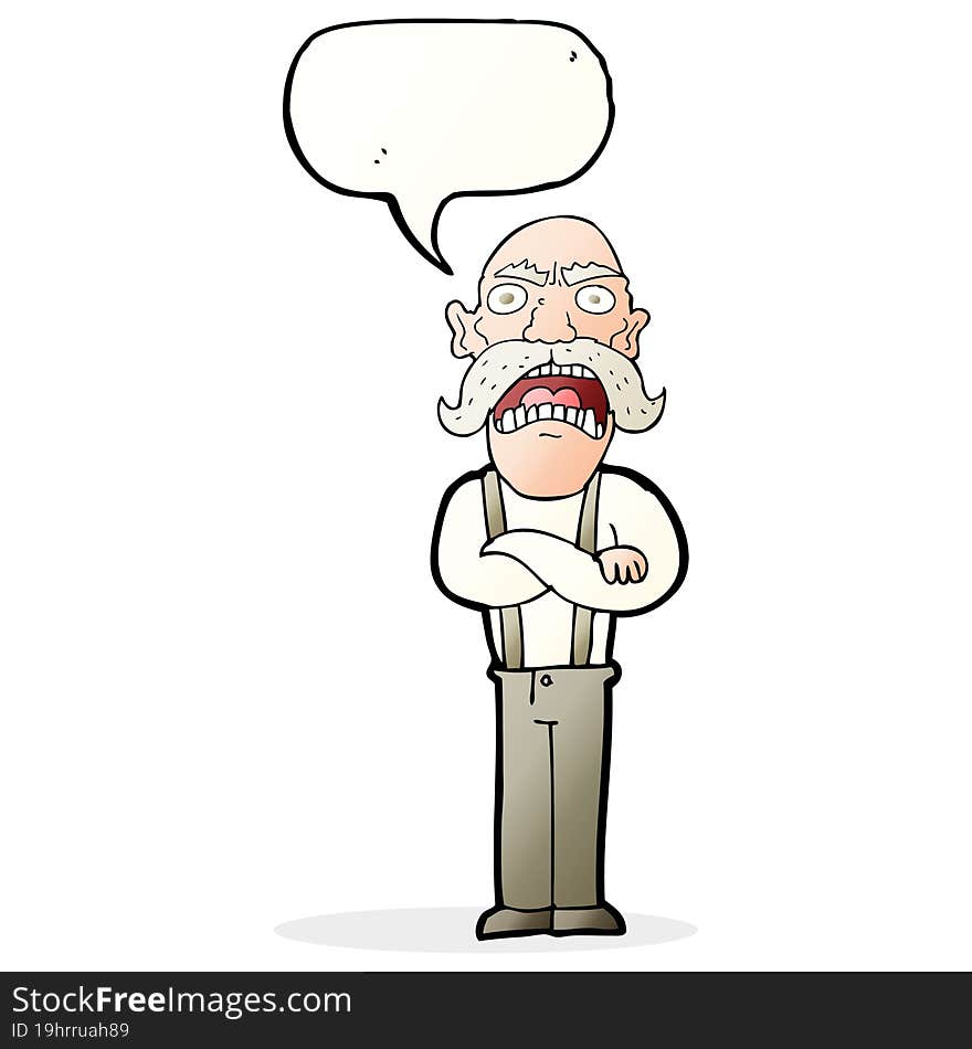 Cartoon Shocked Old Man With Speech Bubble