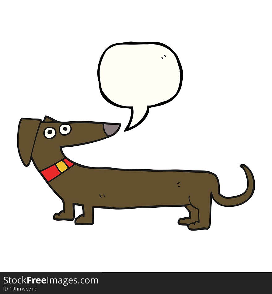 freehand drawn speech bubble cartoon sausage dog