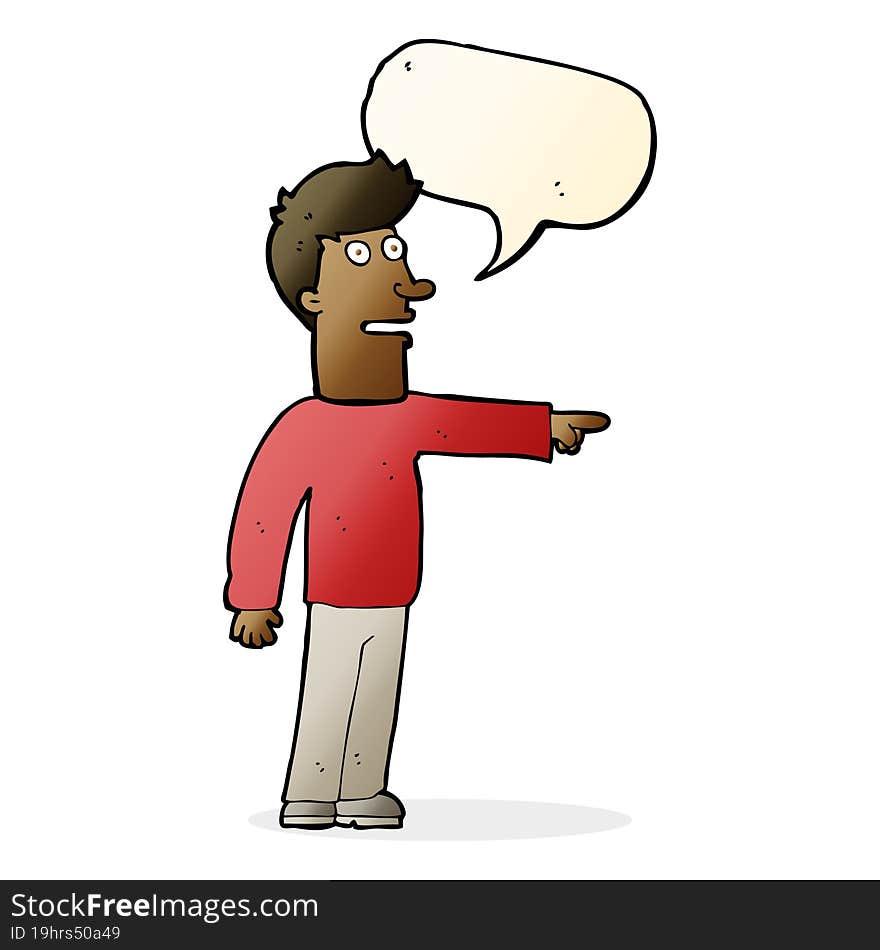 Cartoon Man Pointing With Speech Bubble